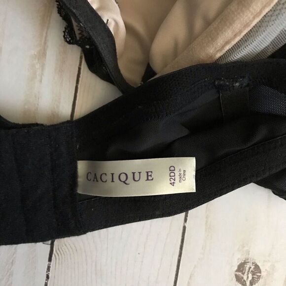 Cacique 42DD underwire bra black lace full coverage - Picture 4 of 5